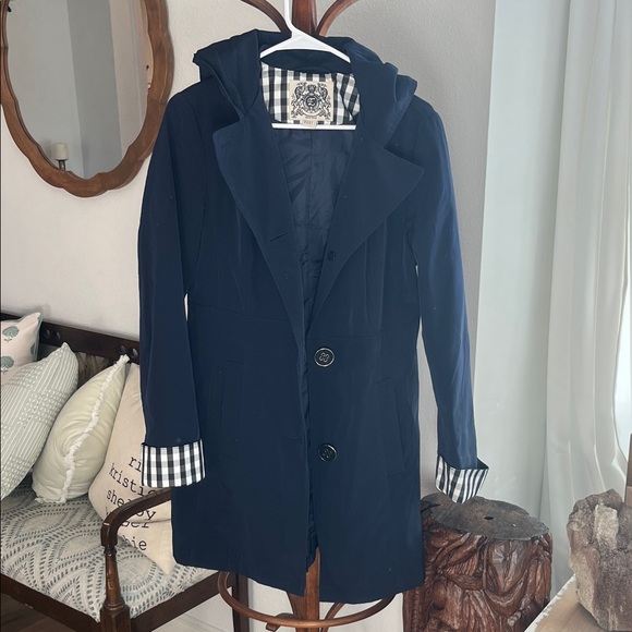 Esprit Jackets & Blazers - Esprit Navy Trench Coat with Checkered Cuffs